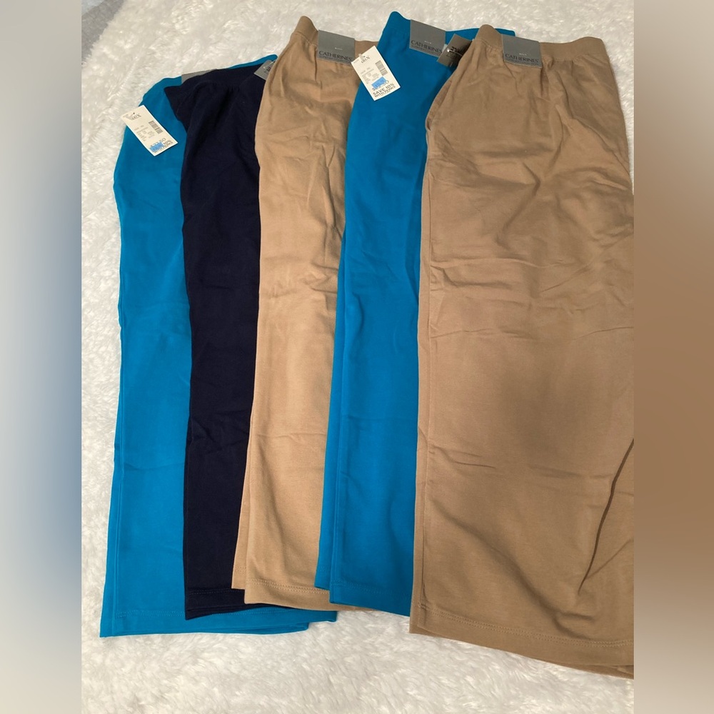 NWT’s.  Catherine’s capris.  Size 00X (12/14) Teal, Navy, and Tan